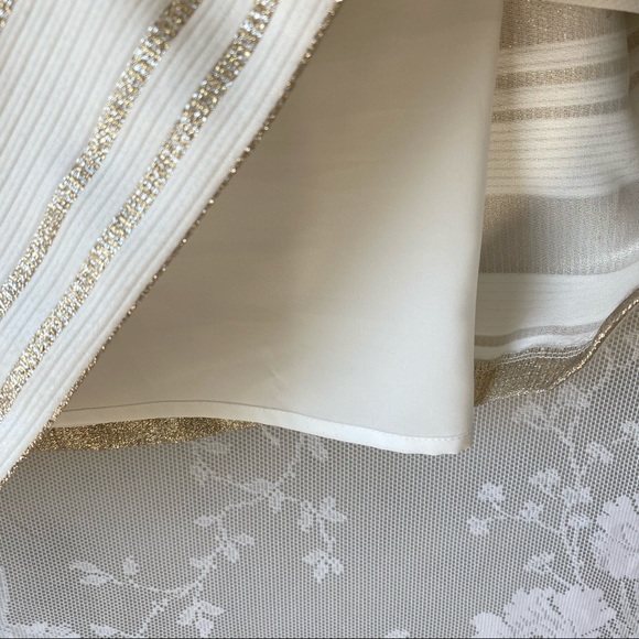 Vince Camuto Metallic Gold Ivory Fit Flare Dress 8 - Picture 11 of 12